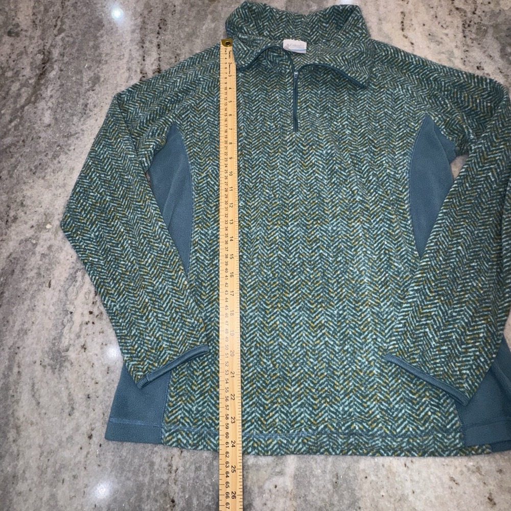 Columbia Women's Large‎ Pullover 1/4 Zip Fleece Green Teal Long Sleeve Casual - Picture 3 of 8